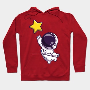 Astronaut Floating And Holding Star Cartoon Hoodie